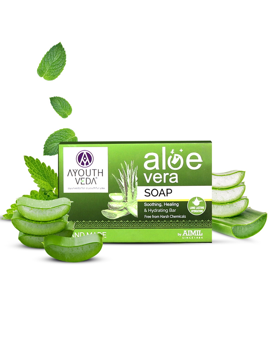 

AYOUTHVEDA Handmade Aloe Vera Bathing Soap - 125 g, Green