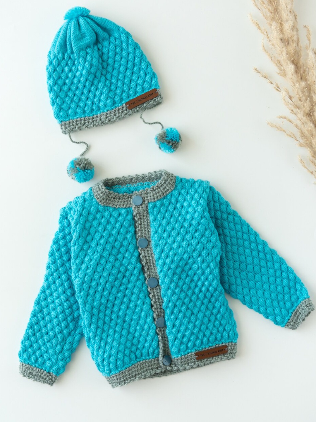 

The Original Knit Infants Kids Cable Knit Cardigan Sweater, Blue