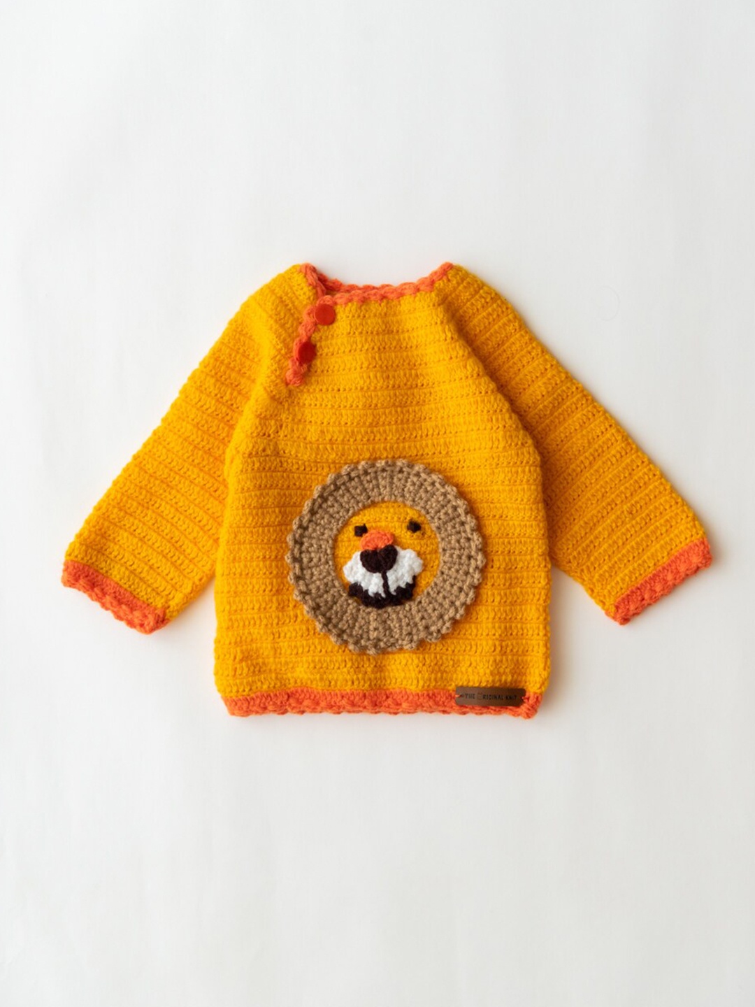 

The Original Knit Kids Lion face Self Design Acrylic Pullover, Yellow
