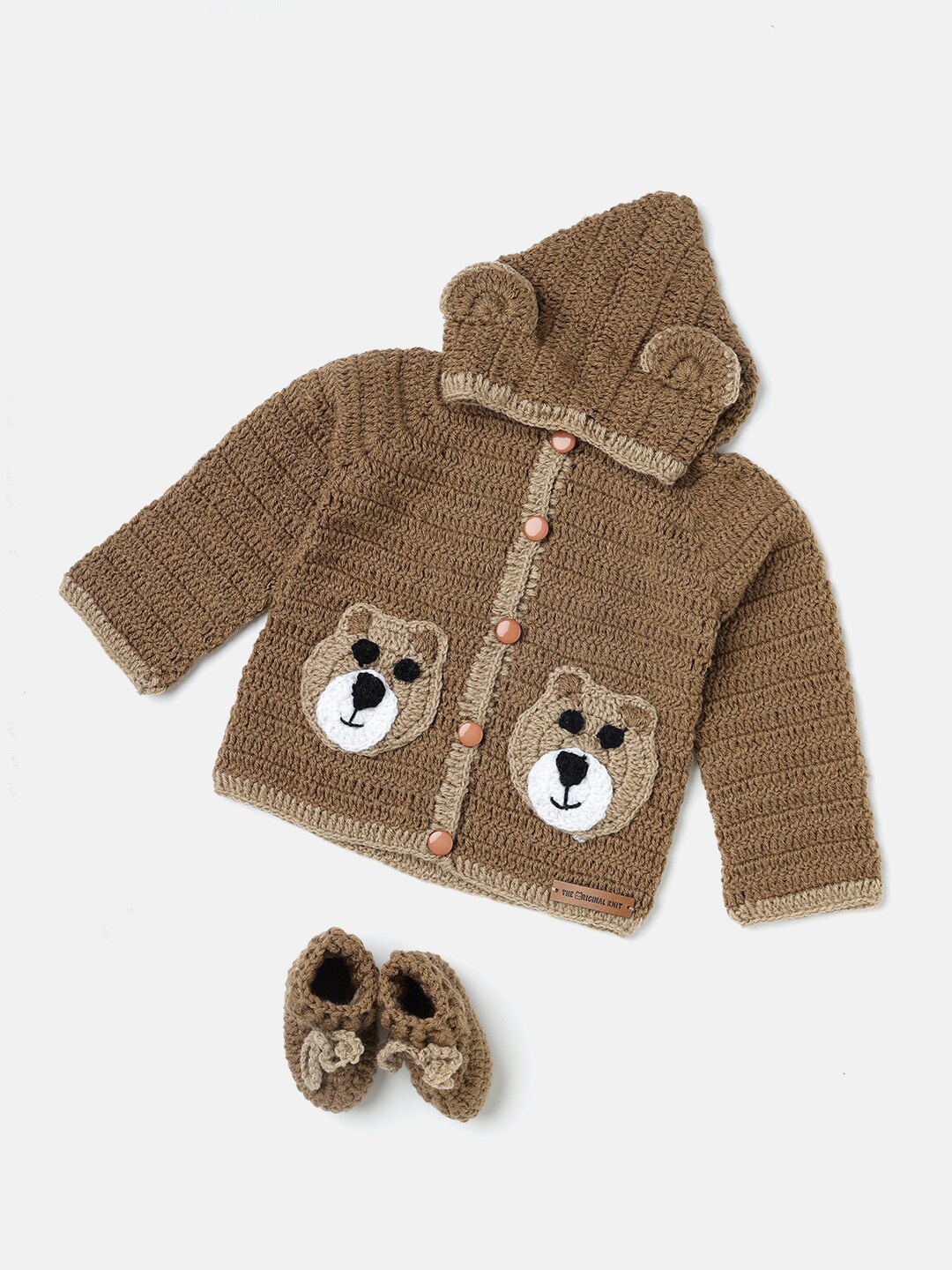 

The Original Knit Infants Kids Embroidered Cardigan Sweater, Brown