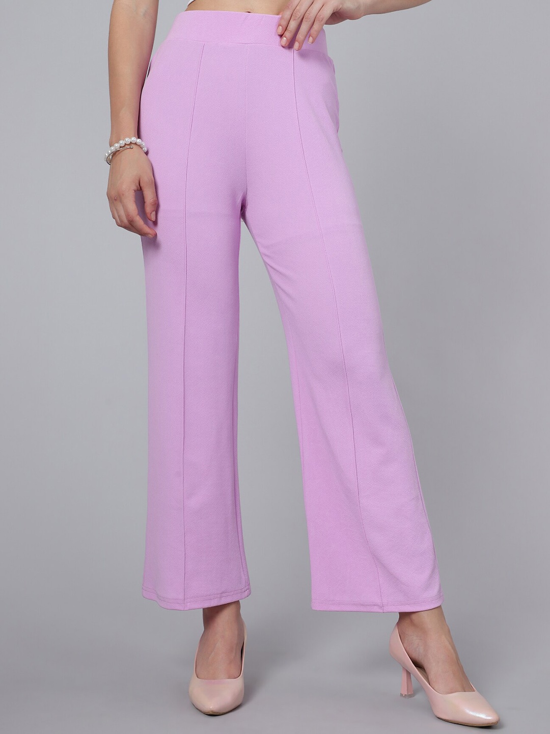 

WESTHOOD Women Relaxed Straight Leg Straight Fit High-Rise Bootcut Trousers, Lavender