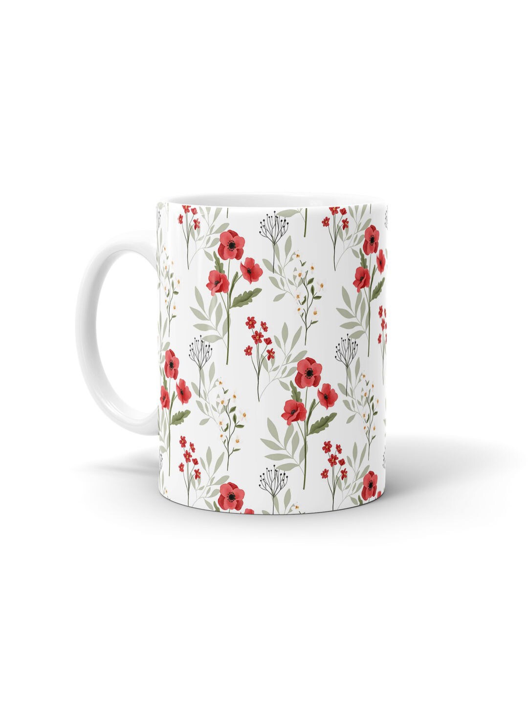 

macmerise White & Red Printed Ceramic Matte Coffee Mug - 330 ML