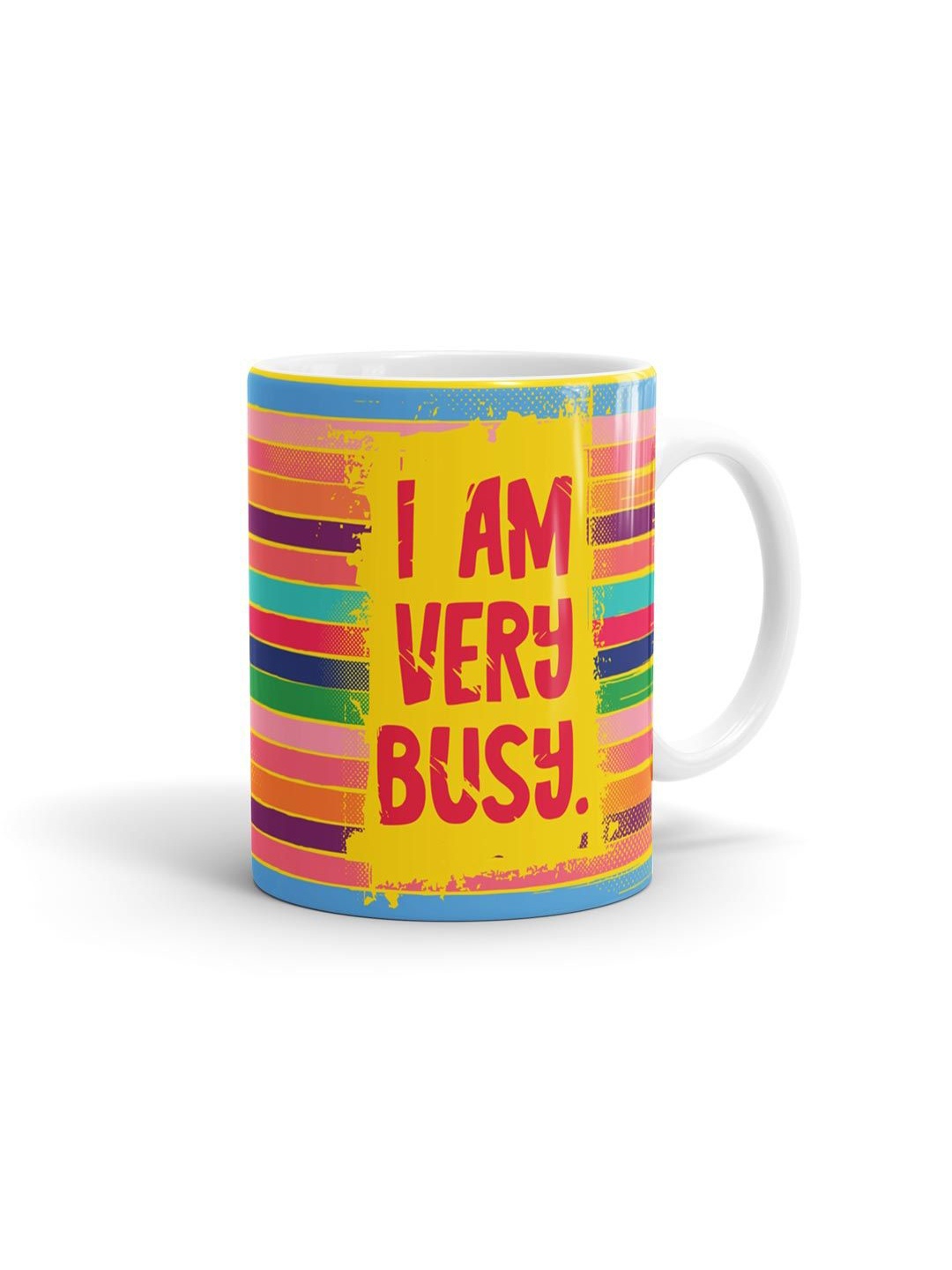 

macmerise Yellow & Pink Printed Ceramic Matte Coffee Mug - 330 ML