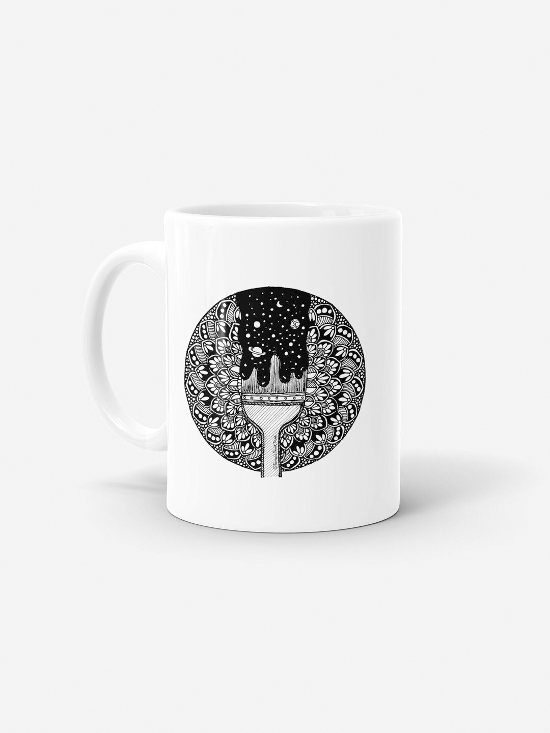 

macmerise White & Black Printed Ceramic Matte Coffee Mug - 330 ML