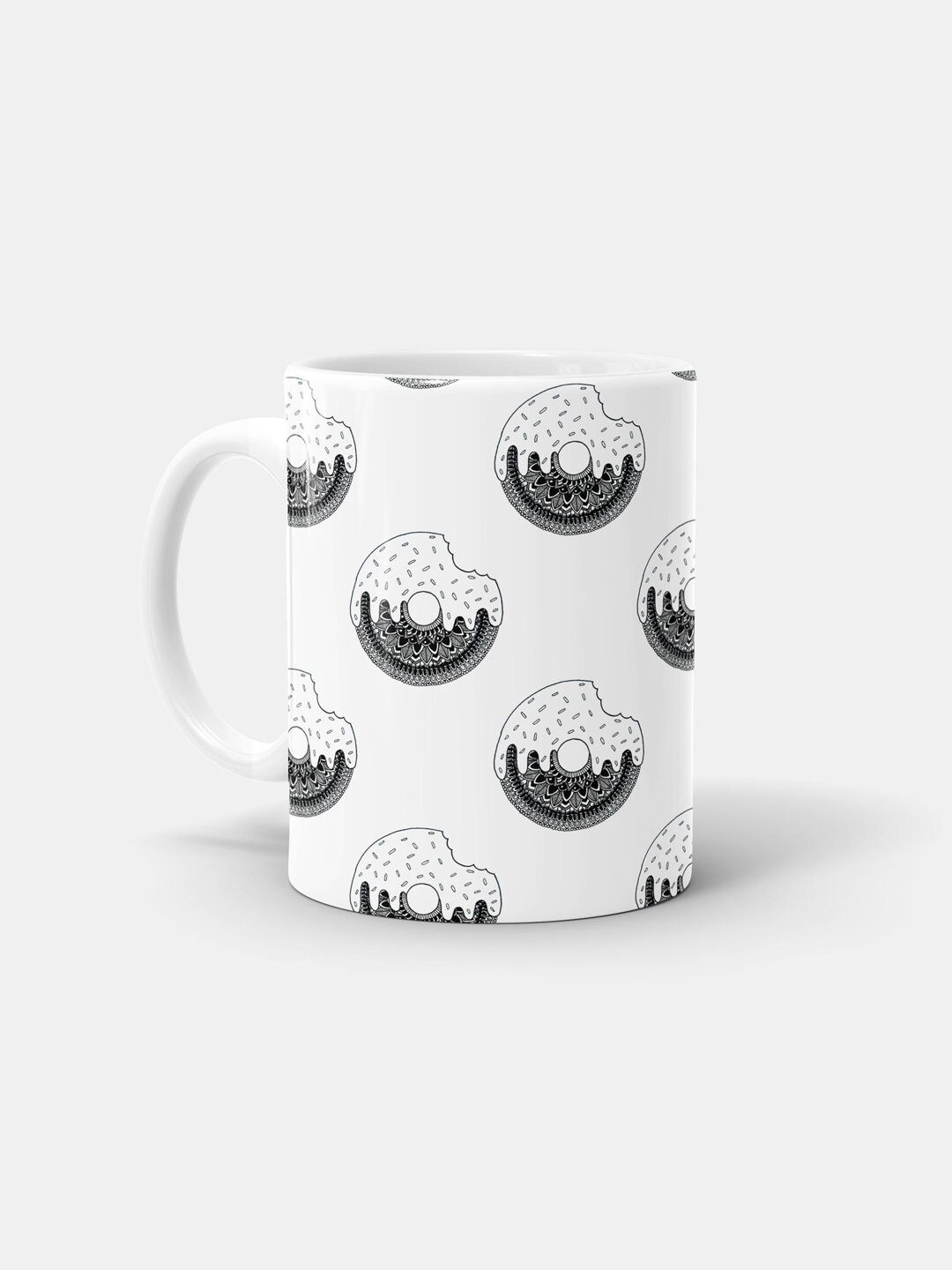 

macmerise White & Black Printed Ceramic Matte Coffee Mug - 330 ML