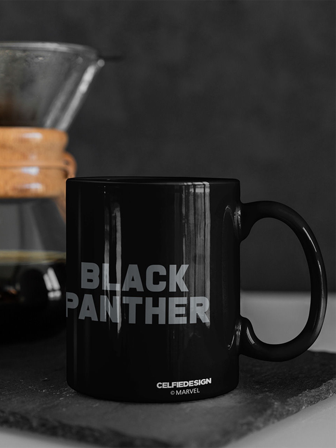 

macmerise Black & Grey Black Panther Printed Ceramic Matte Coffee Mug - 330 ML