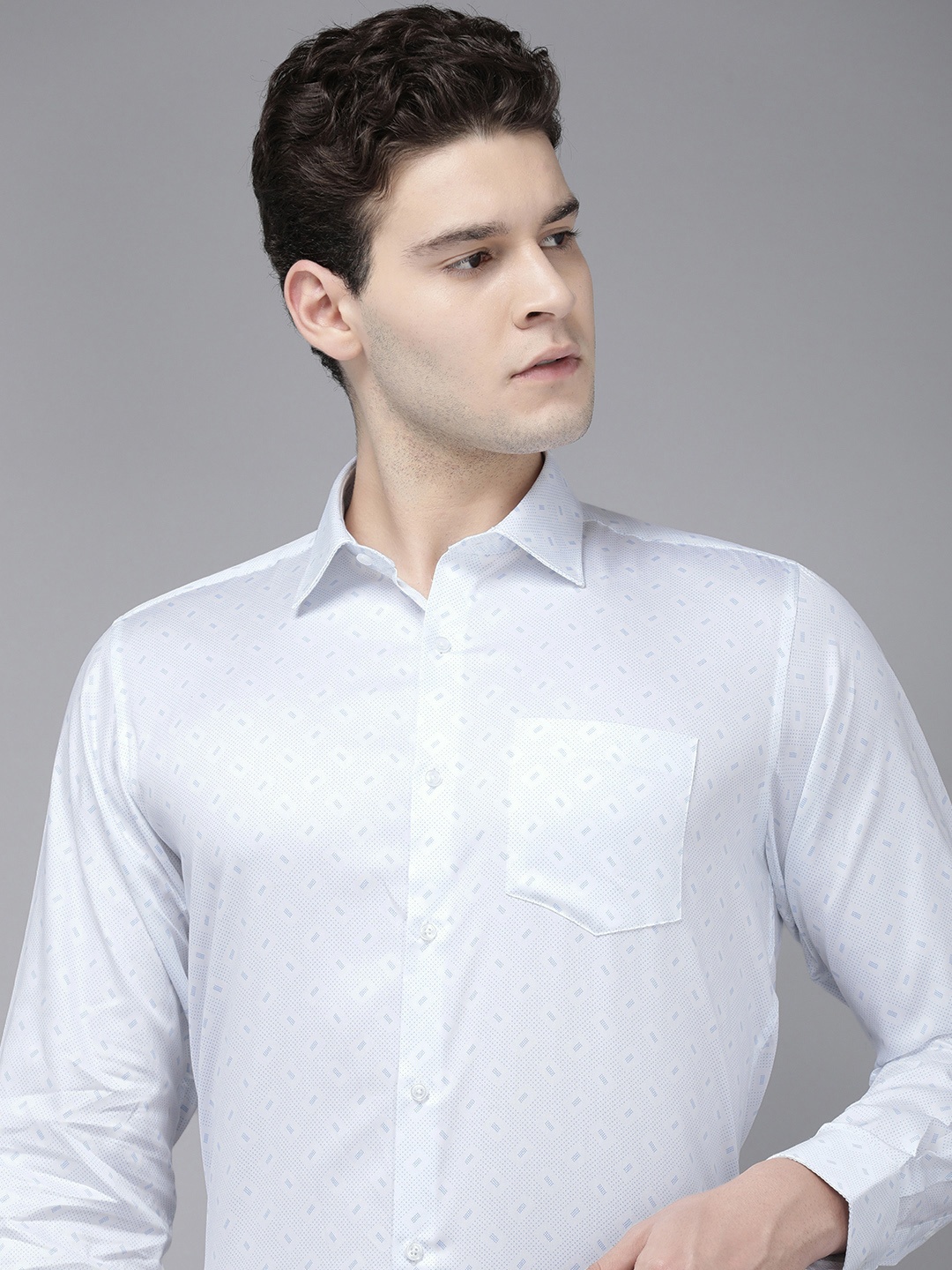 

Van Heusen Pure Cotton Geometric Printed Custom Fit Formal Shirt, White