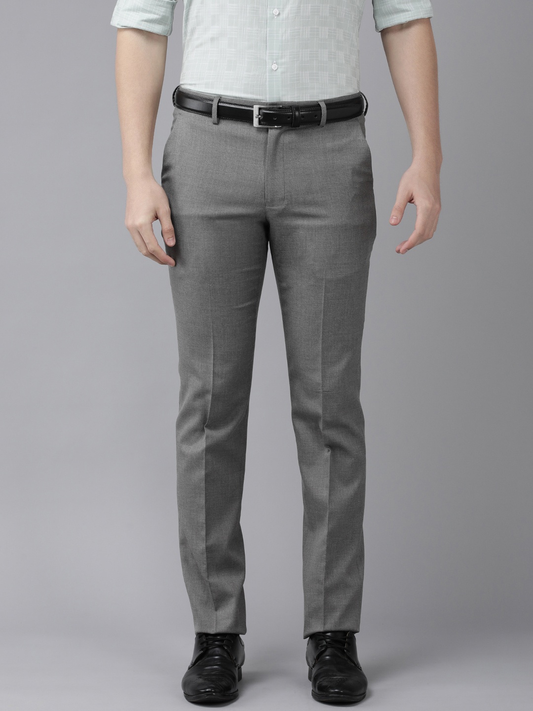 

Van Heusen Men Textured Slim Fit Formal Trousers, Grey