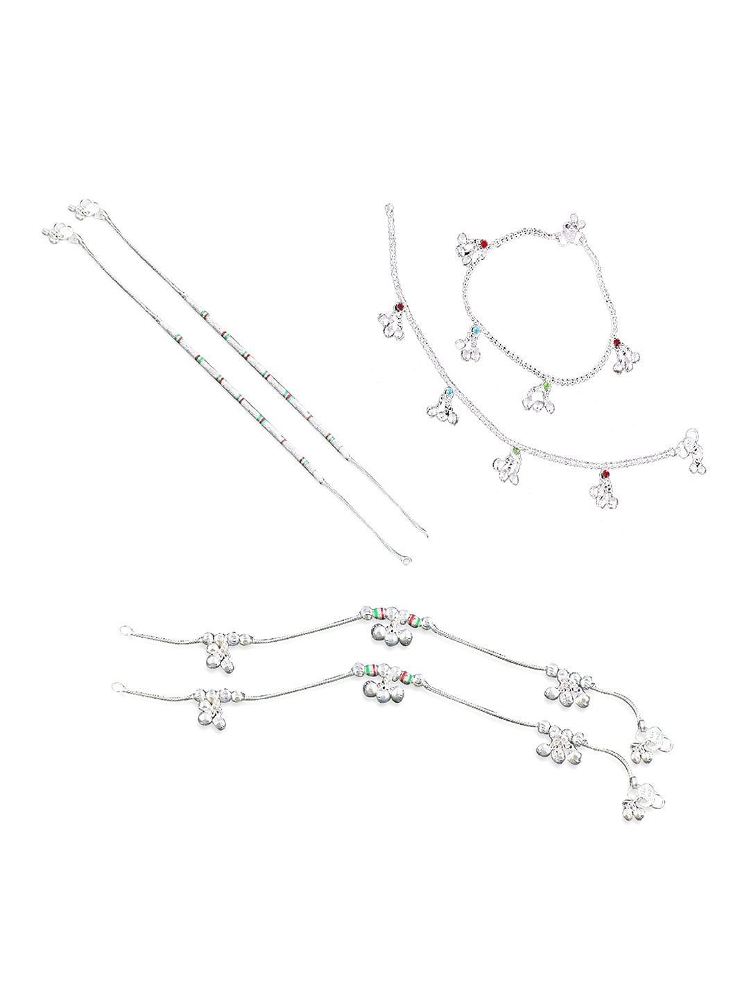 

RUHI COLLECTION Set of 3 Silver-Plated Anklets