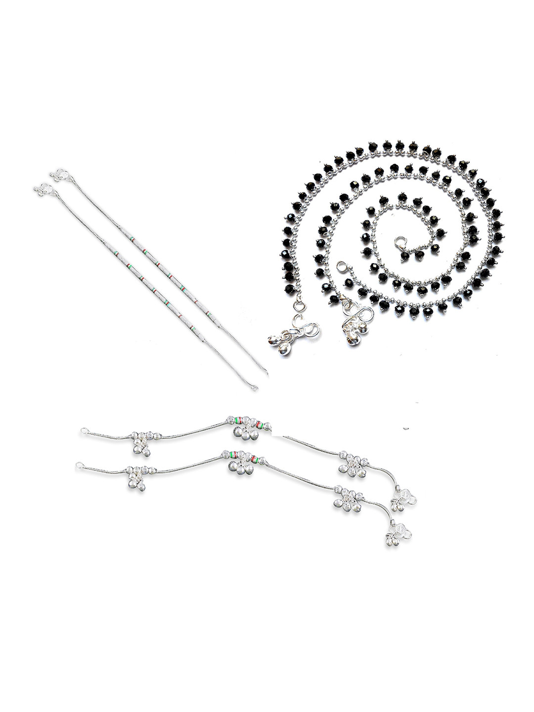 

RUHI COLLECTION Set Of 3 Silver-Plated Anklets