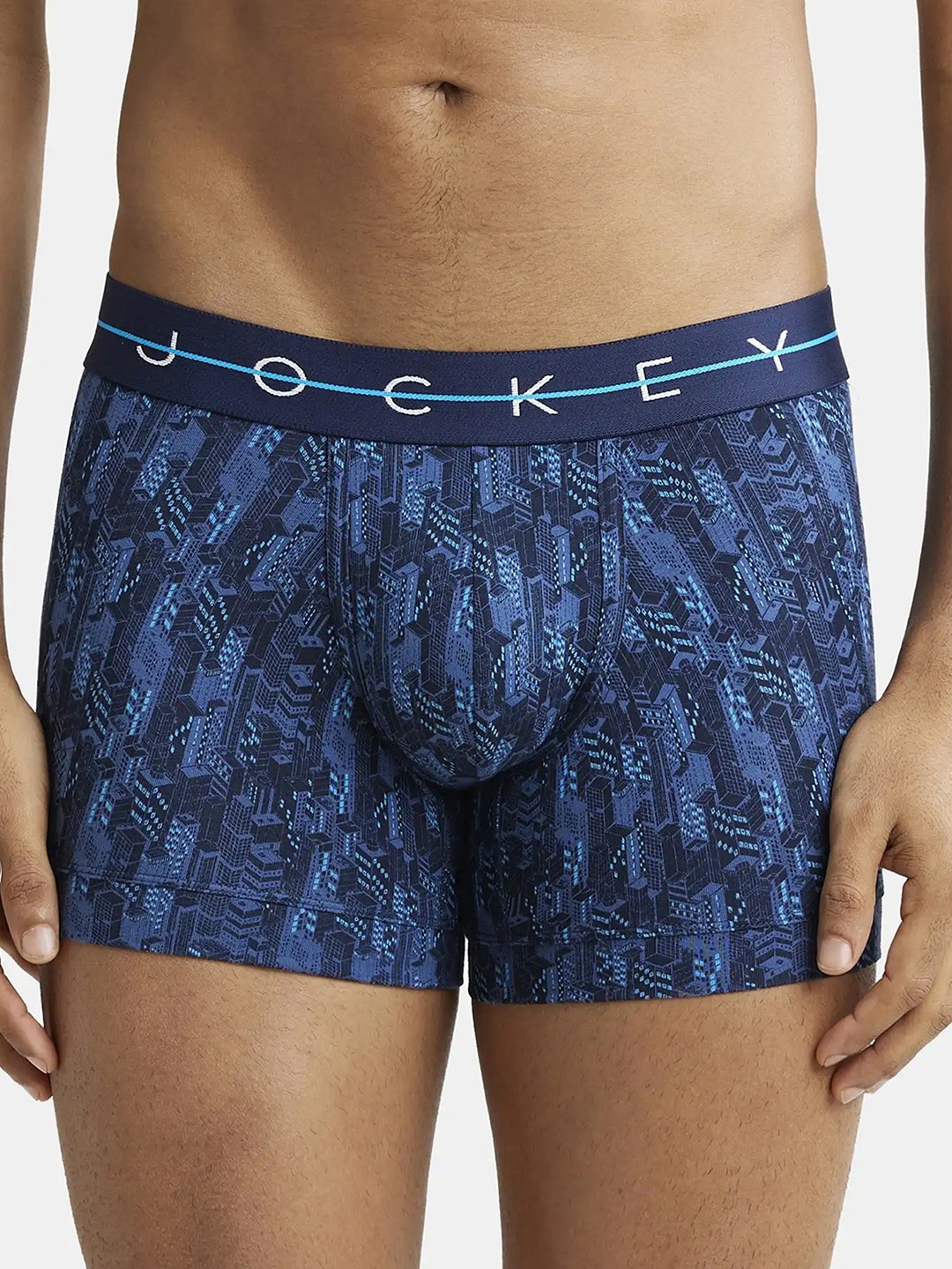 

Jockey Combed Cotton Printed Trunks NY02-0105-NVWHT, Navy blue