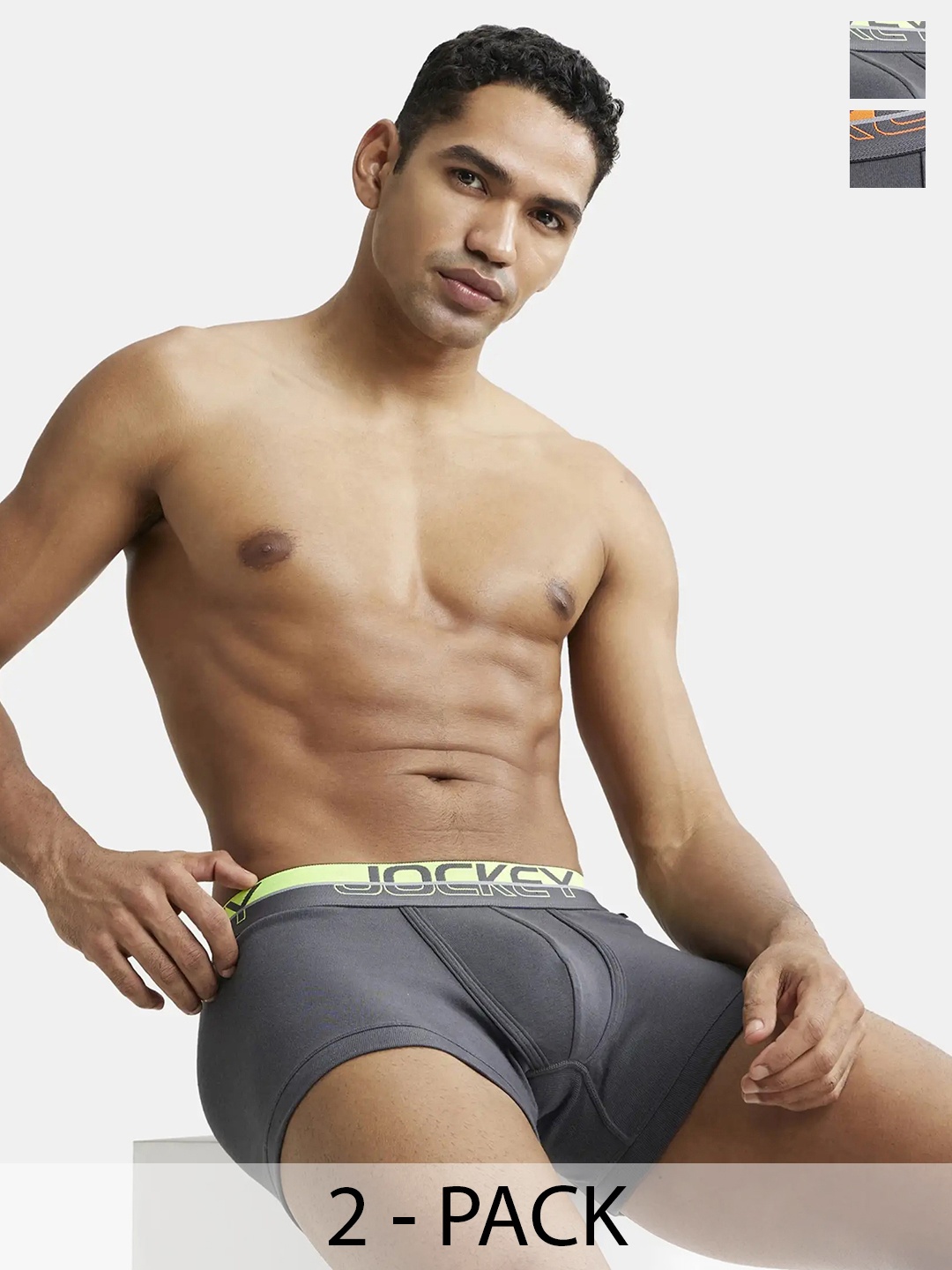 

Pack Of 2 Super Combed Cotton Rib Solid Trunk with Ultrasoft Waistband-FP03, Grey