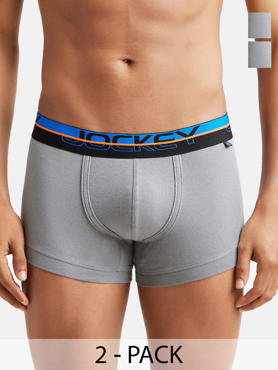 

Pack Of 2 Super Combed Cotton Rib Solid Trunk with Ultrasoft Waistband-FP03, Grey