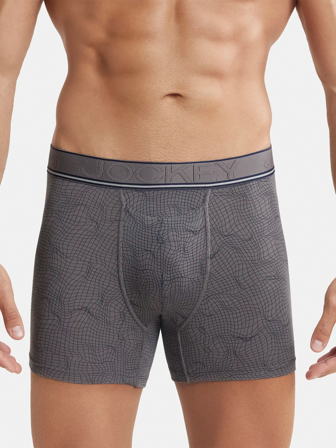 

Jockey Printed Anti-Microbial Tencel Modal Boxer Brief HG32-0105-GNM01, Grey