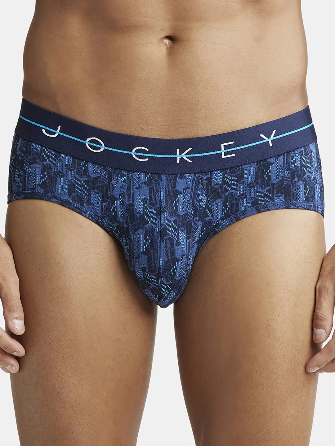 

Jockey Super Combed Cotton Stretch Printed Brief with Ultrasoft Waistband-NY01, Navy blue