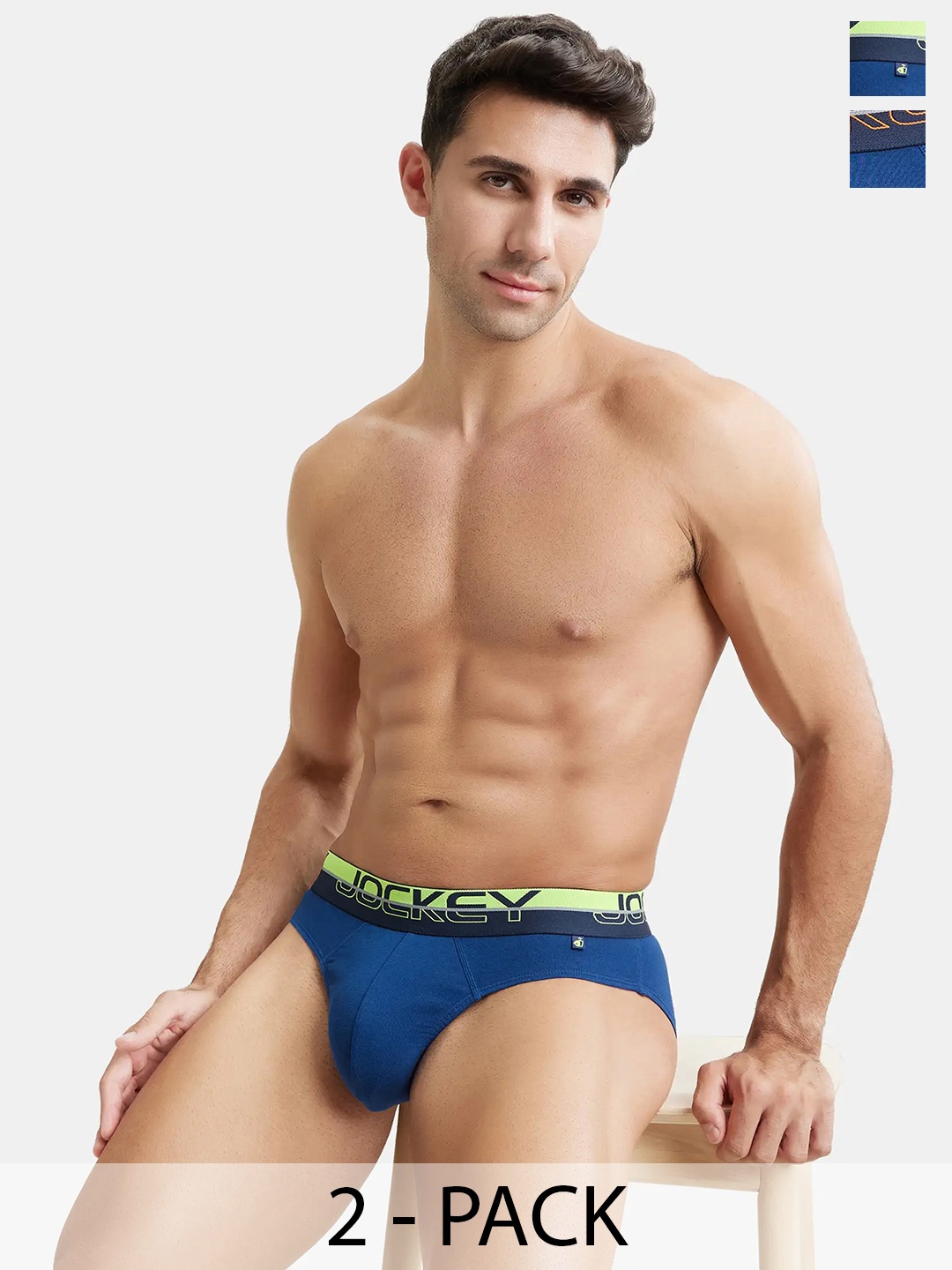 

Pack Of 2 Super Combed Cotton Rib Solid Brief with Ultrasoft Waistband -FP02, Blue