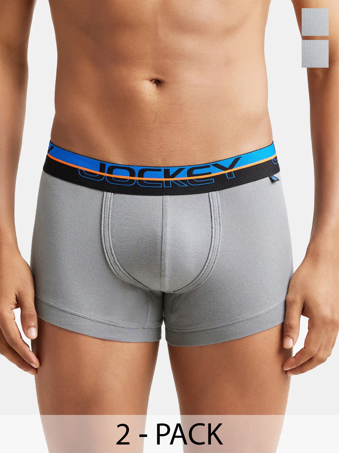 

Pack Of 2 Super Combed Cotton Rib Solid Trunk with Ultrasoft Waistband-FP03, Grey