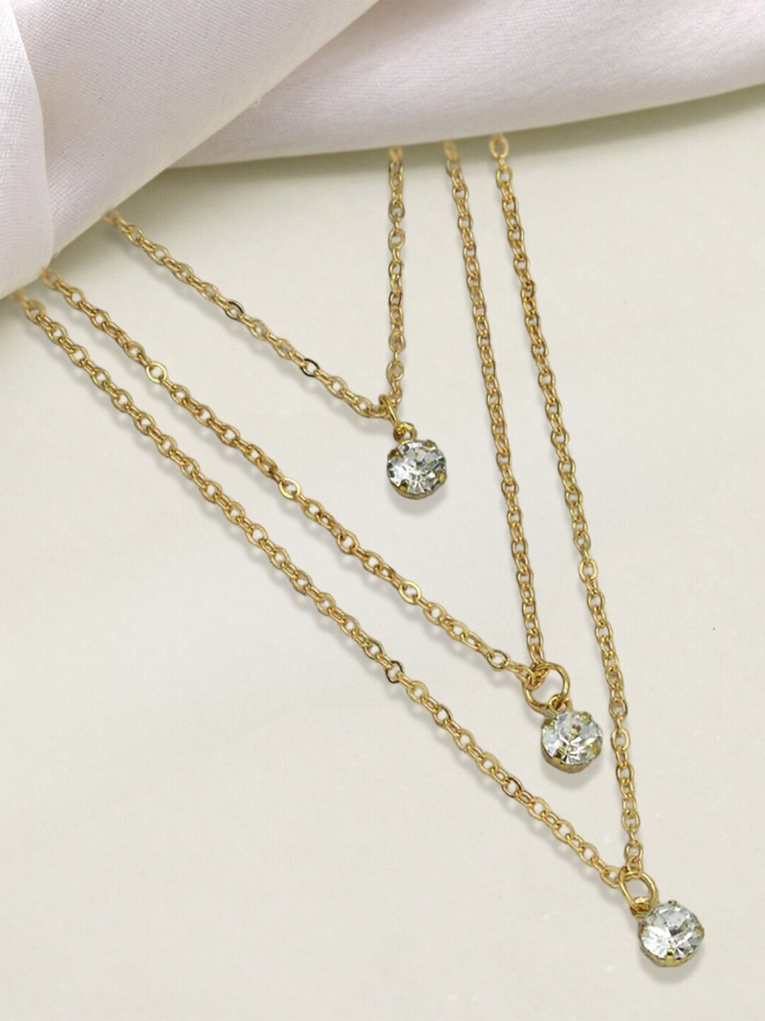 

OOMPH Crystals Studded Layered Necklace, Gold