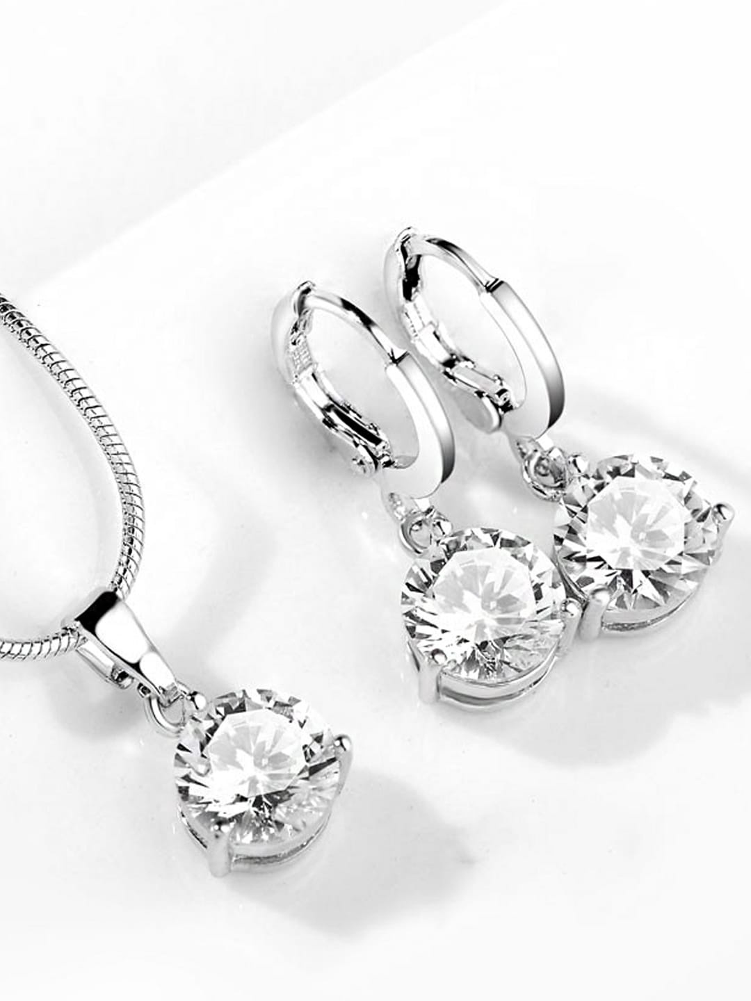 

OOMPH Cubic Zirconia-Studded Jewellery Set, Silver
