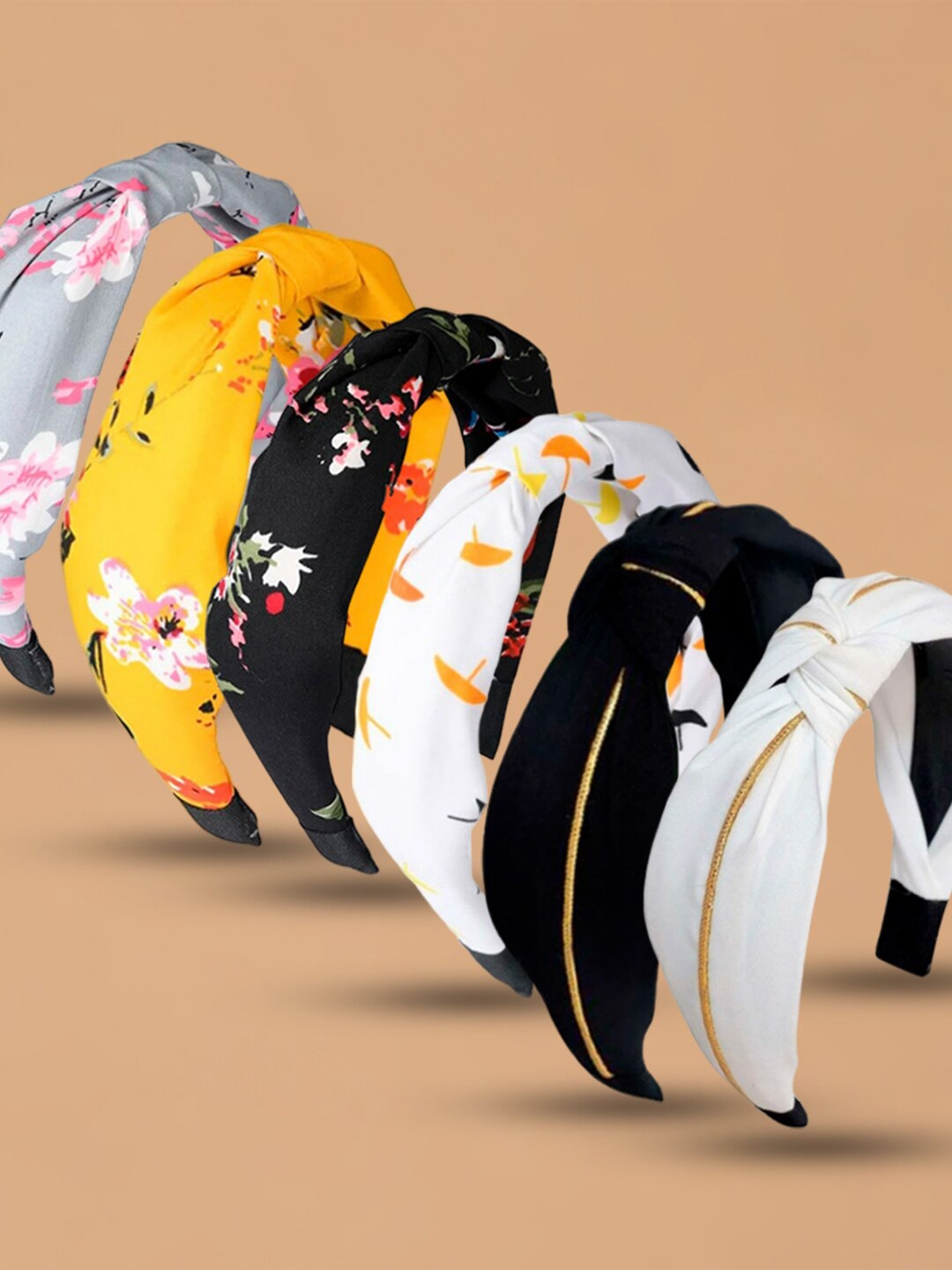 

OOMPH Women Set of 6 Embellished Hairband, Yellow