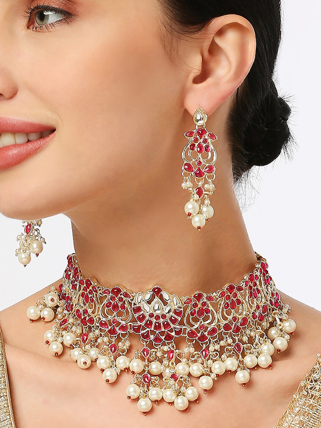 

OOMPH Gold-Plated Kundan-Studded And Beaded Jewellery Set
