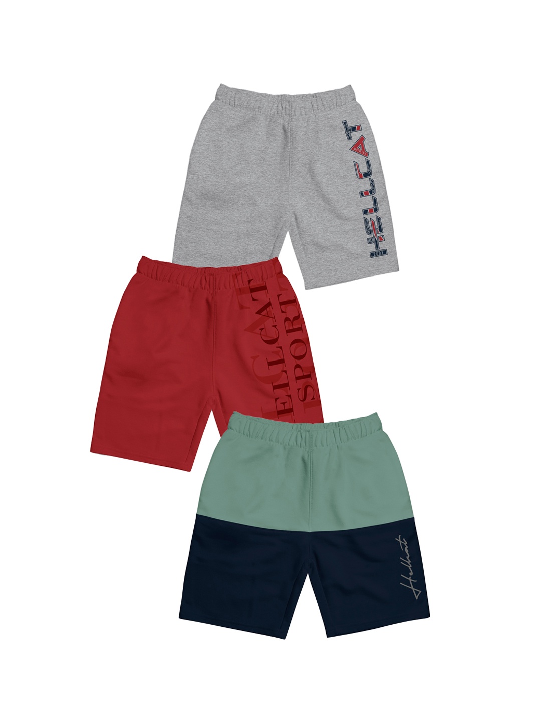 

HELLCAT Girls Pack Of 3 Printed Mid-Rise Cotton Sports Shorts, Maroon