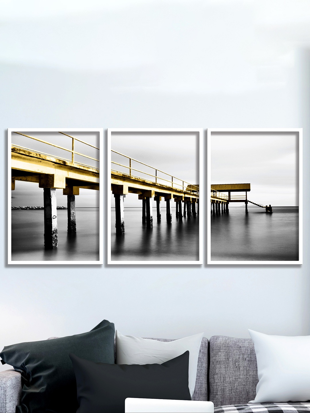 

SAF White & Grey 3 Pieces Framed Modern Wall Art