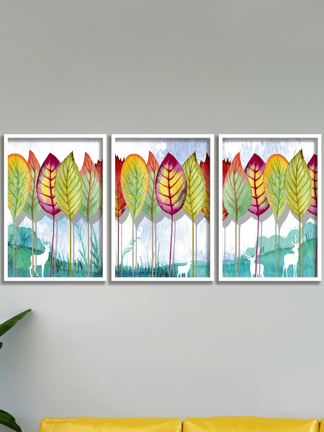 

SAF White & Pink 3 Pieces Modern Art Painting Wall Arts