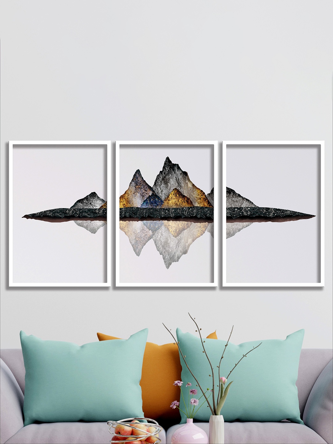 

SAF Black & Grey 3 Pieces Modern Art Framed Wall Art