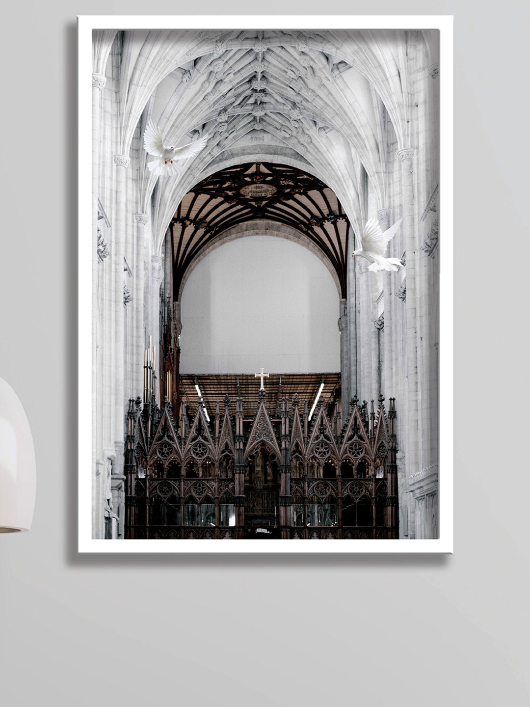 

SAF White & Grey Framed Modern Painting Wall Art