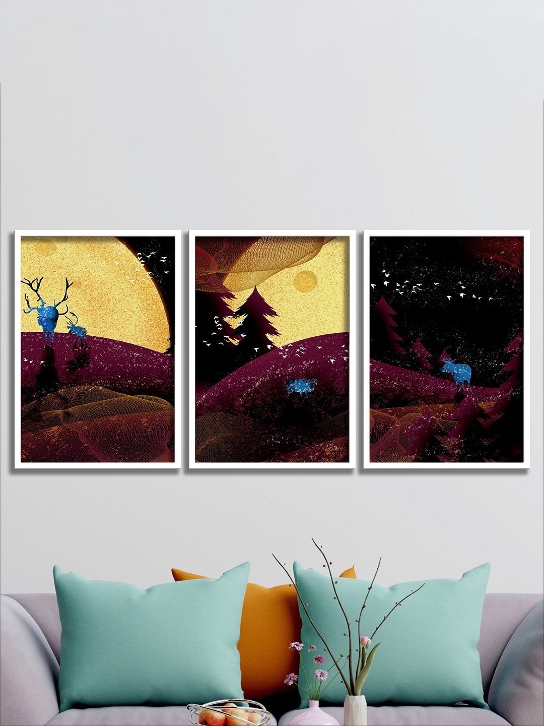 

SAF Black & Gold 3-Pieces Modern Art Printed Framed Wall Art