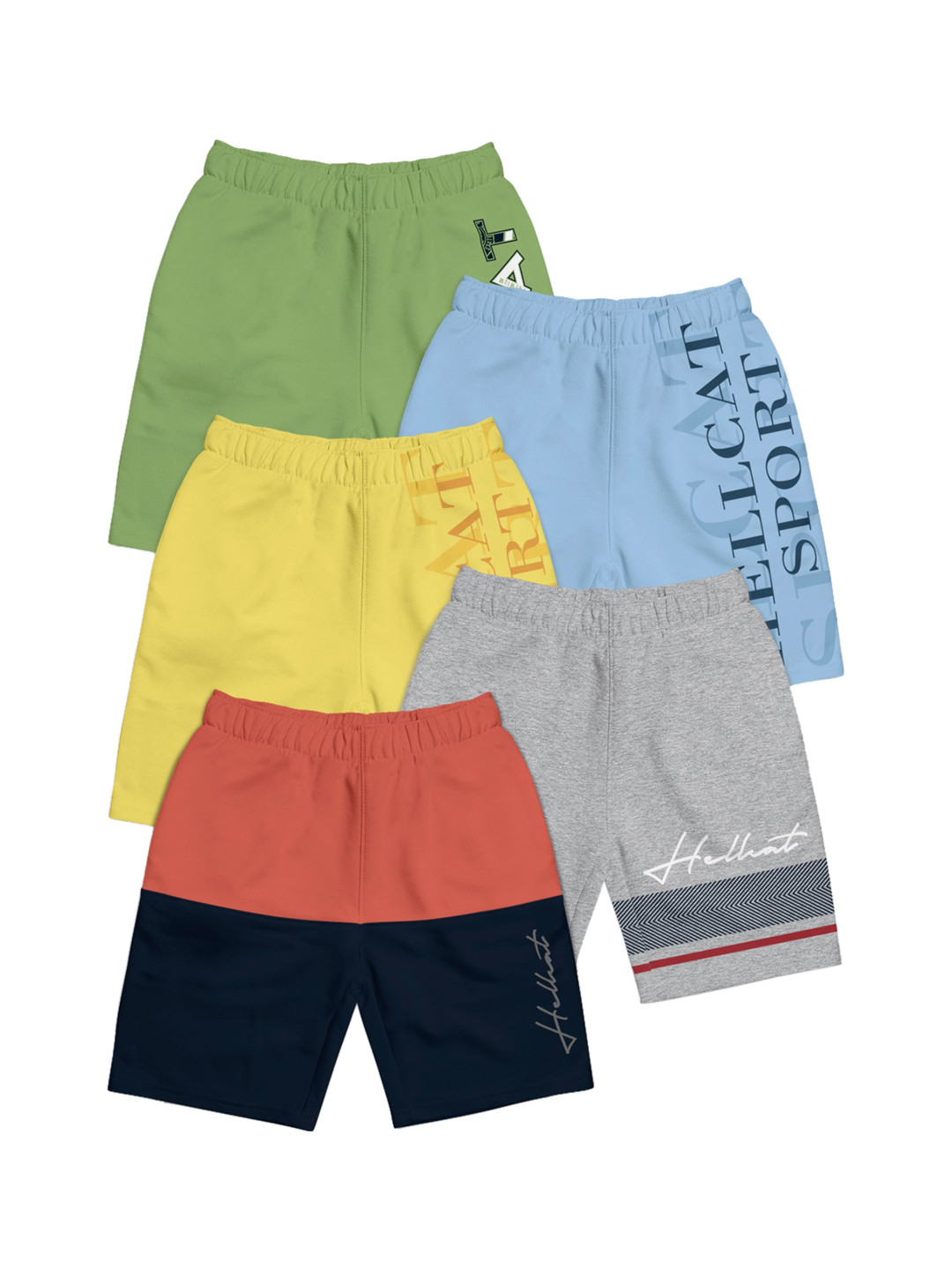 

HELLCAT Girls Pack Of 5 Mid Rise Shorts, Green