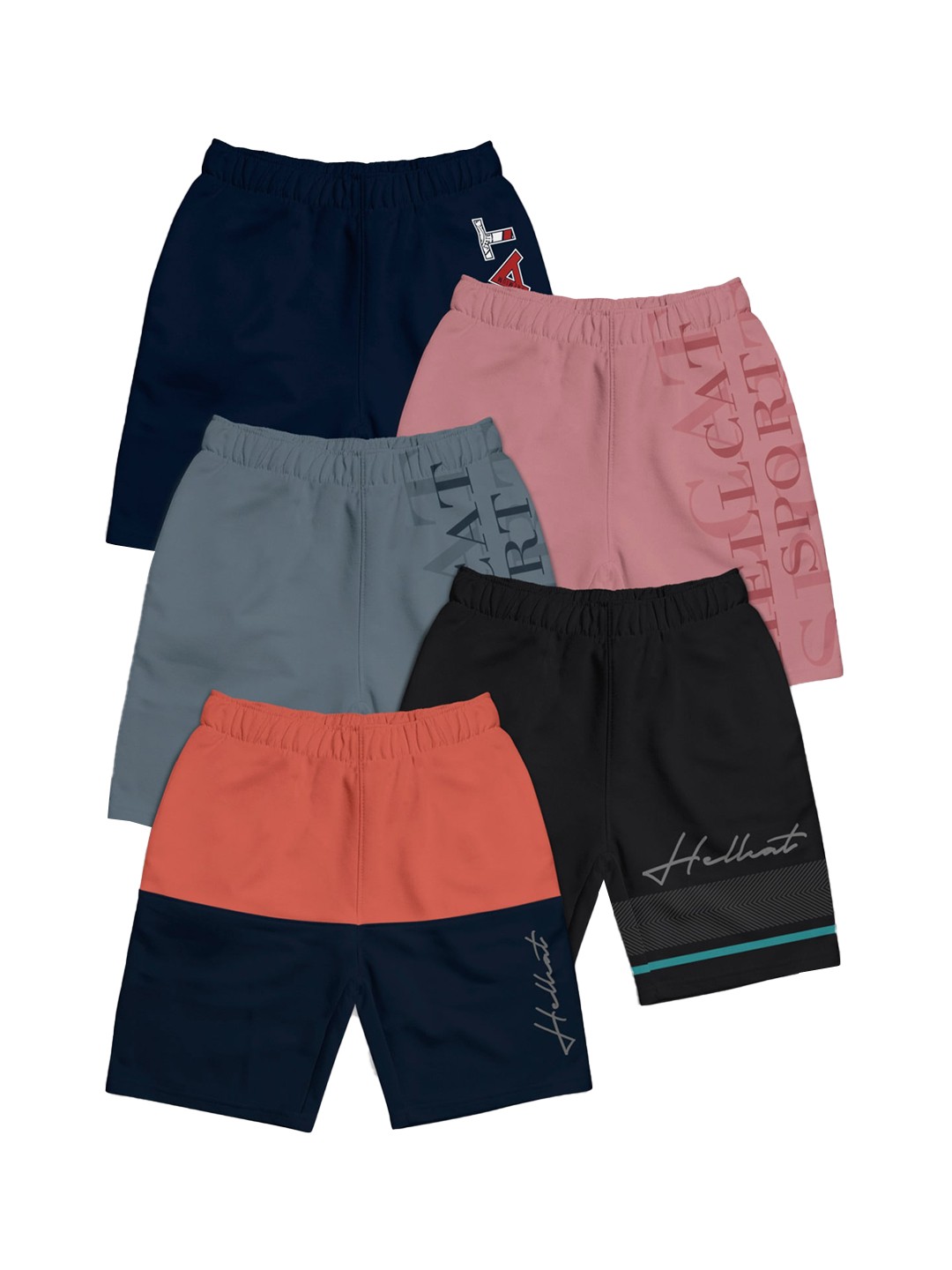 

HELLCAT Girls Pack Of 5 Mid Rise Shorts, Black