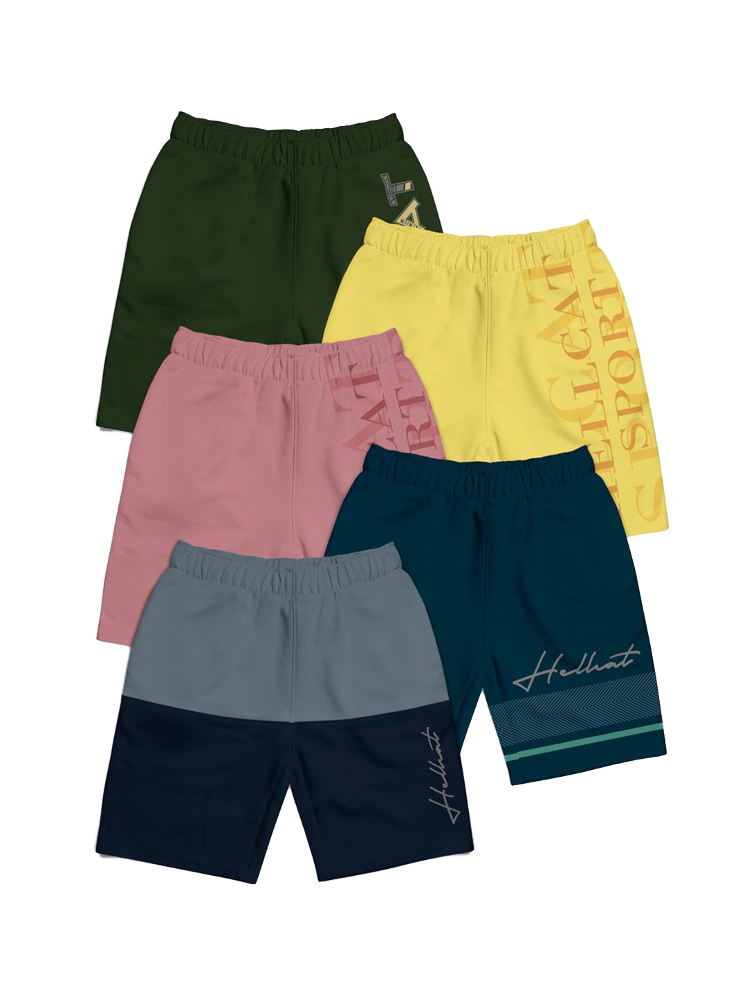 

HELLCAT Girls Pack Of 5 Printed Cotton Shorts, Blue