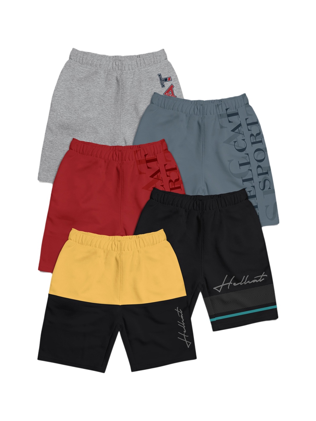 

HELLCAT Girls Pack Of 5 Mid Rise Shorts, Yellow