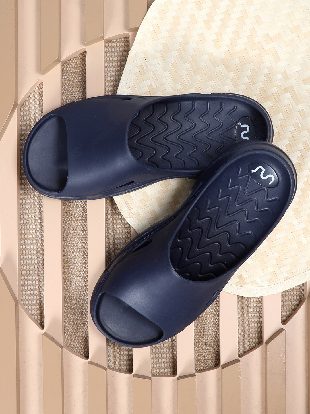 

Doubleu Men Rubber Sliders, Navy blue