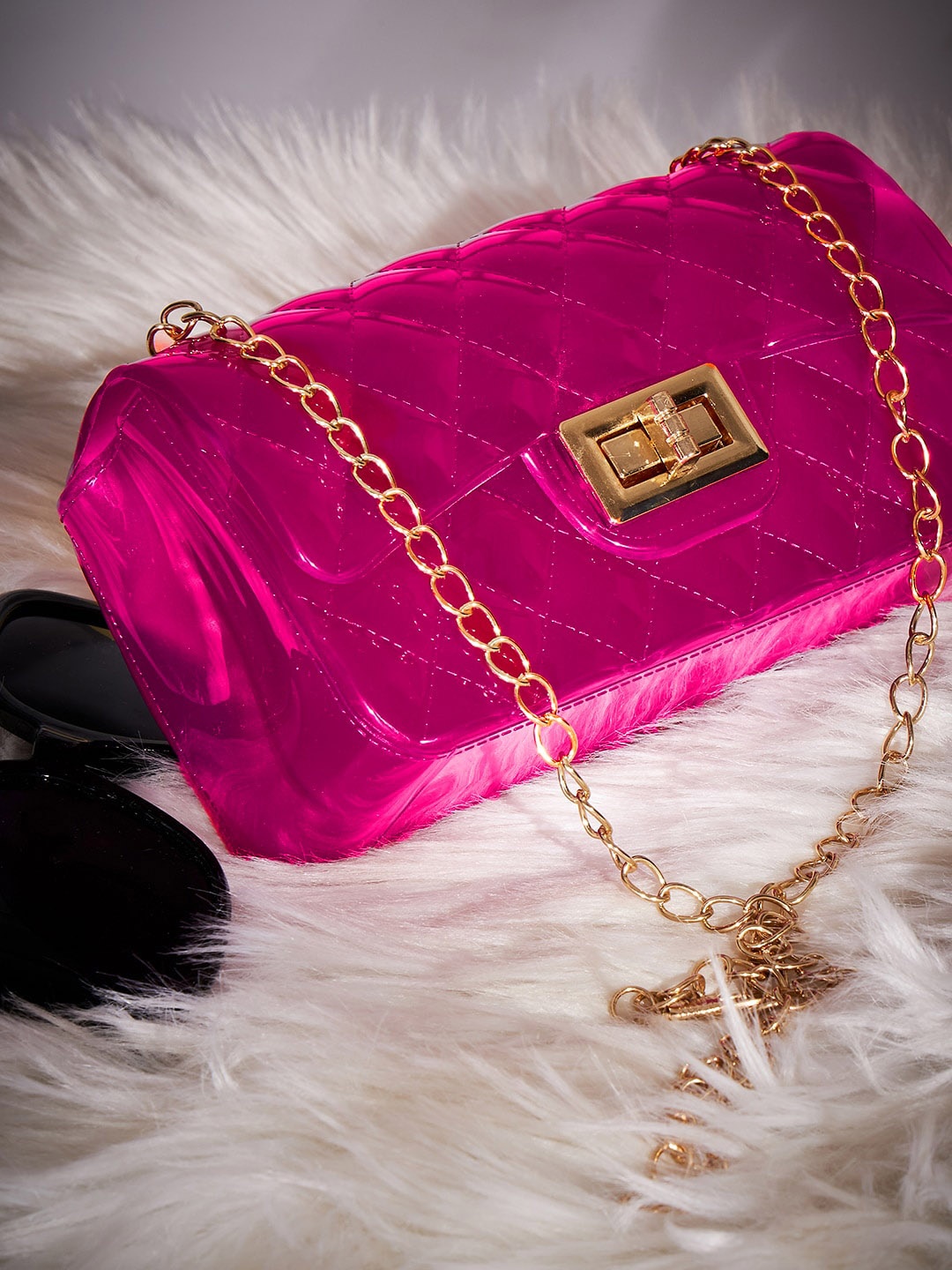 

Athena Structured Quilted Sling Bag, Fuchsia