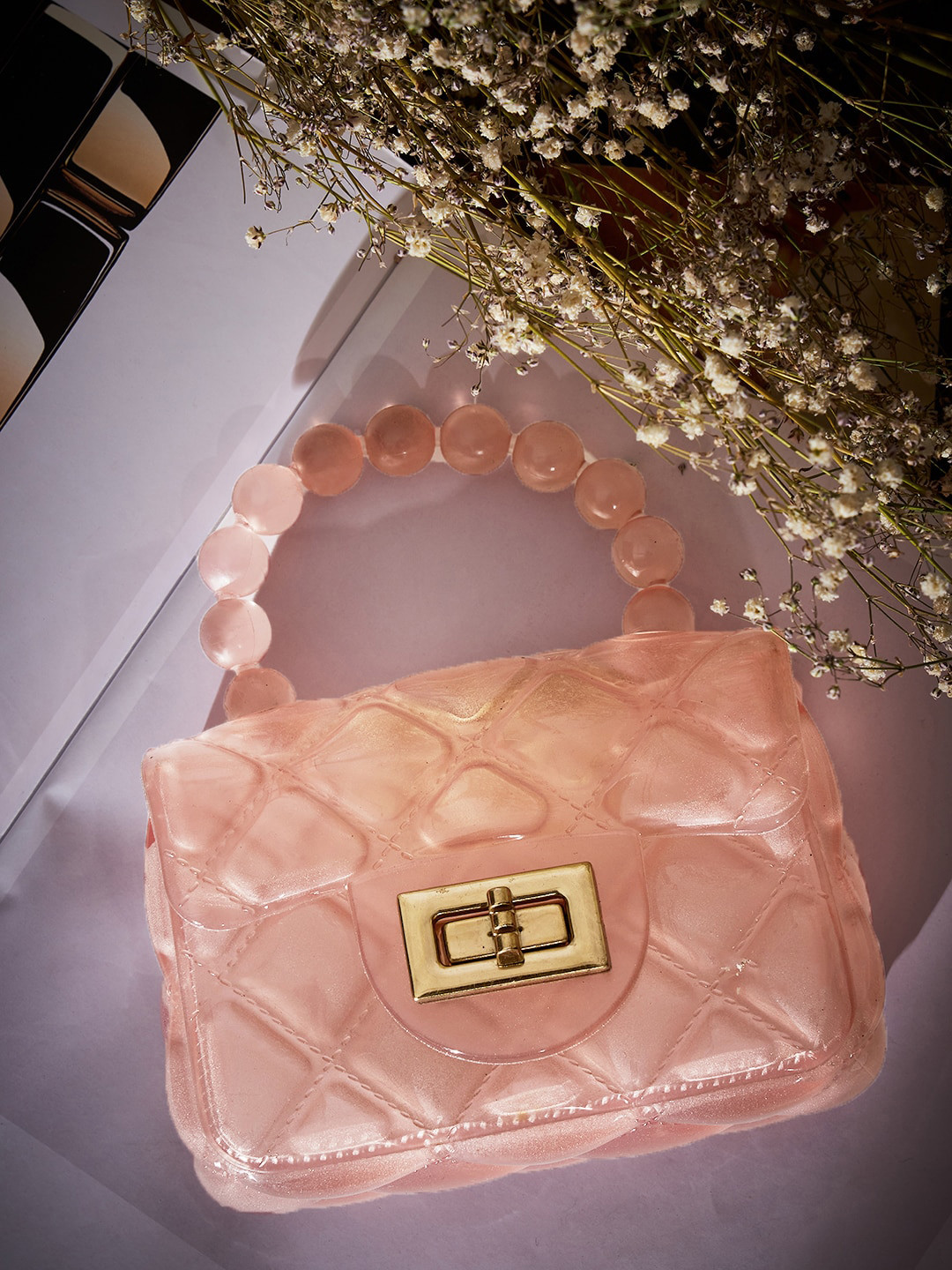 

Athena Structured Handheld Bag With Quilted, Peach