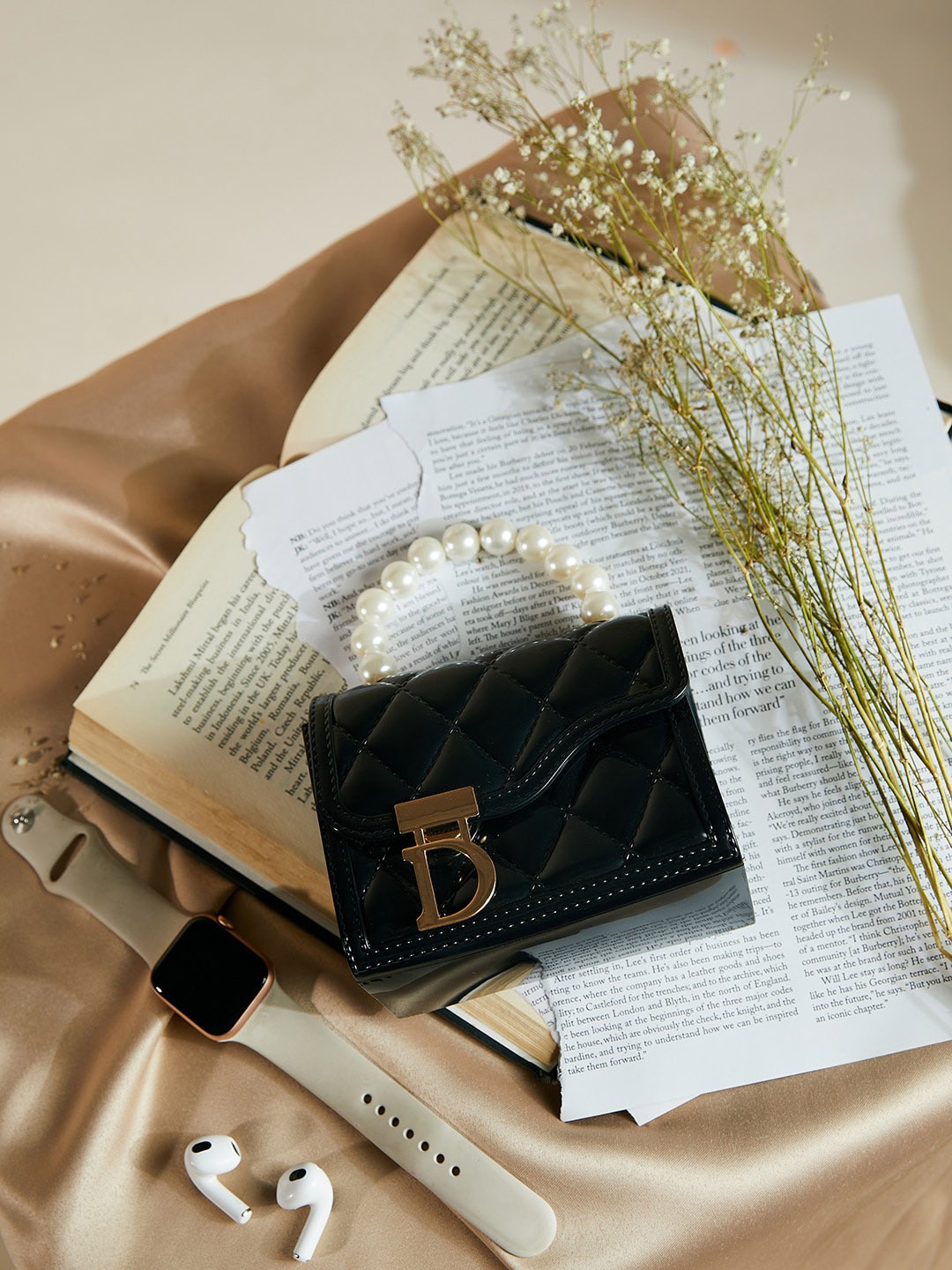 

Athena Black Textured Structured Handheld Bag