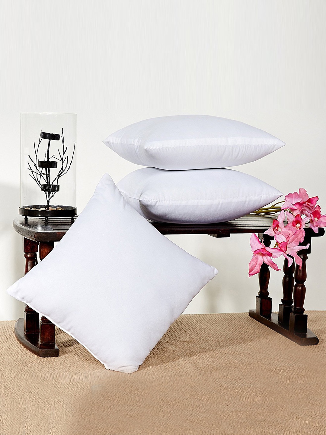 

SWHF White 3 Pieces Cotton Square Cushion Inserts