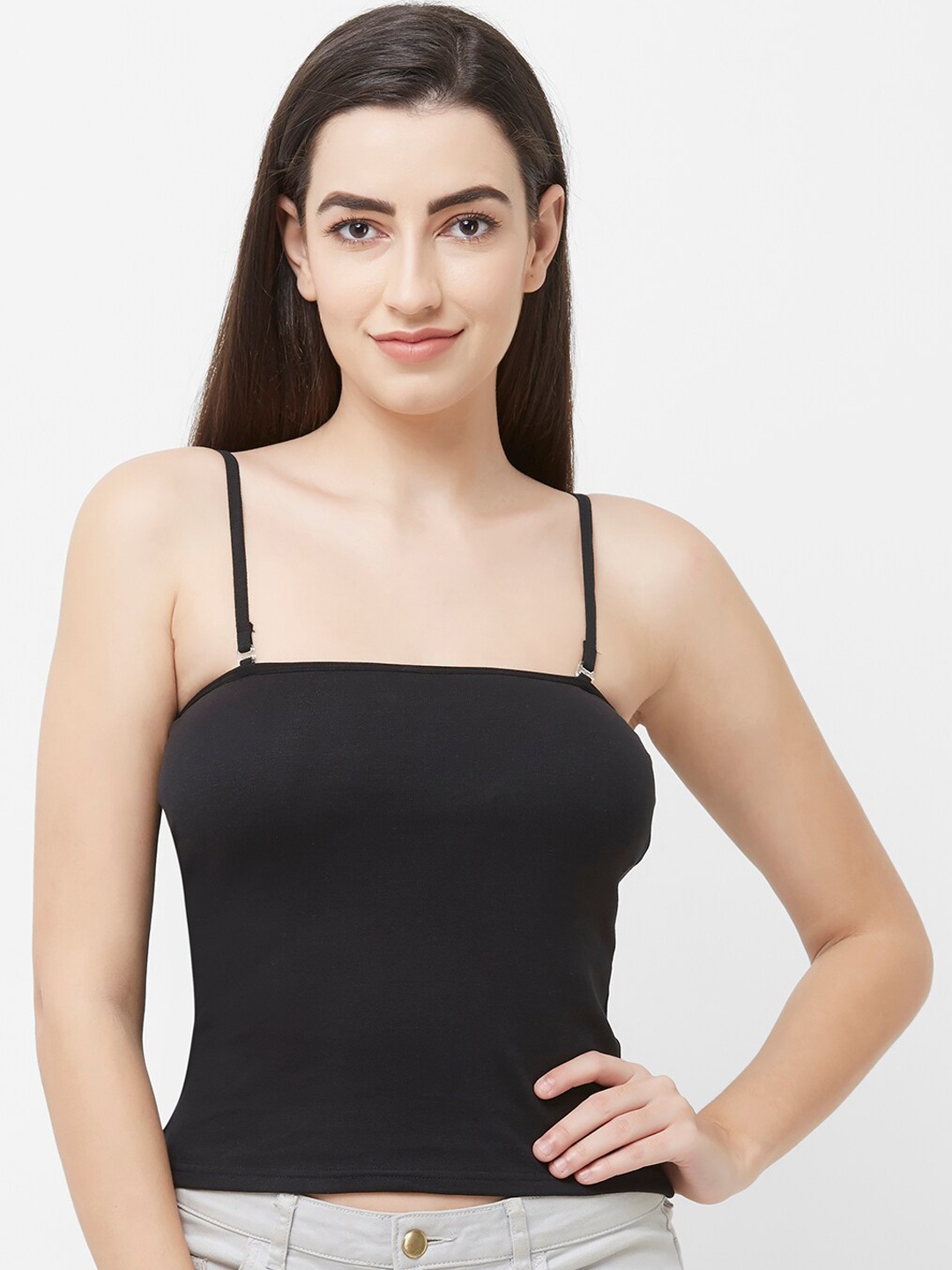 

NOIRA Lightly Padded Cotton Camisole, Black