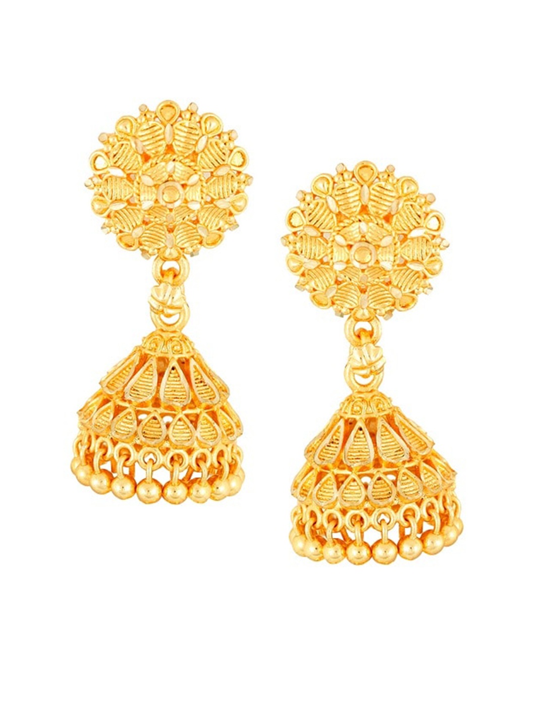 

Vighnaharta Gold-Plated Floral Jhumkas Earrings