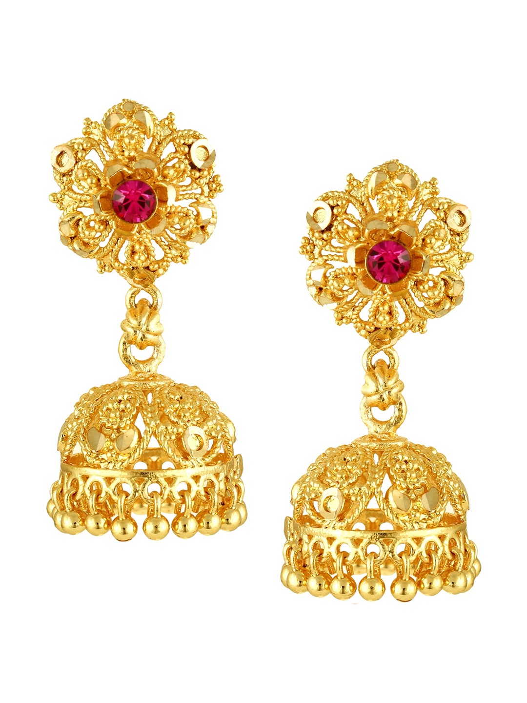 

Vighnaharta Gold-Plated Floral Jhumkas