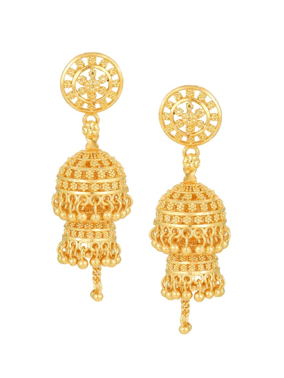 

Vighnaharta Gold-Plated Floral Jhumkas Earrings