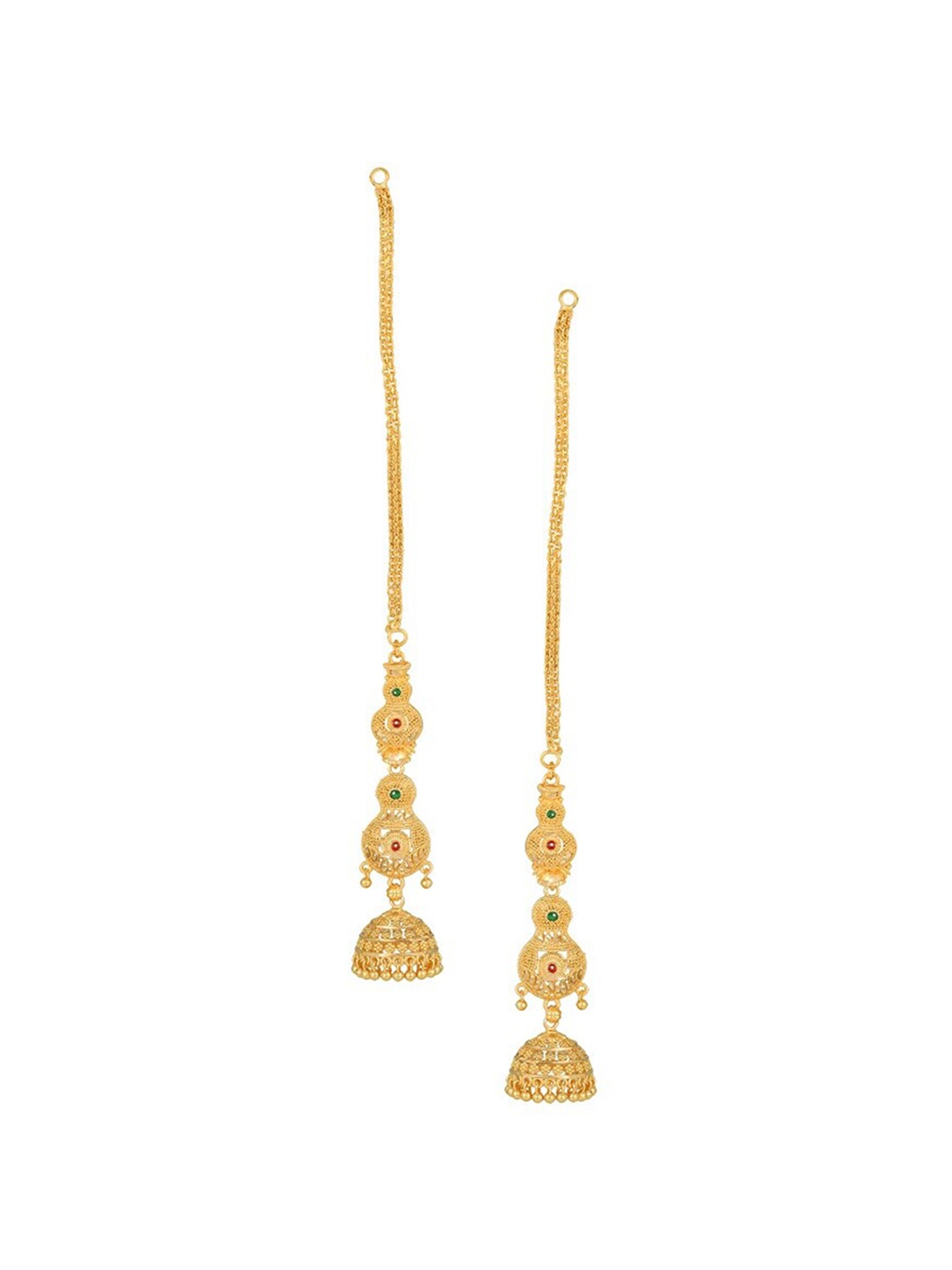 Vighnaharta Gold-Plated Floral Jhumkas