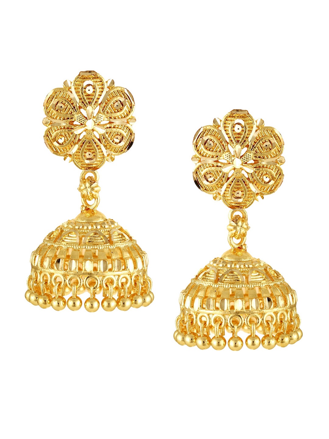 

Vighnaharta Gold-Plated Floral Jhumkas