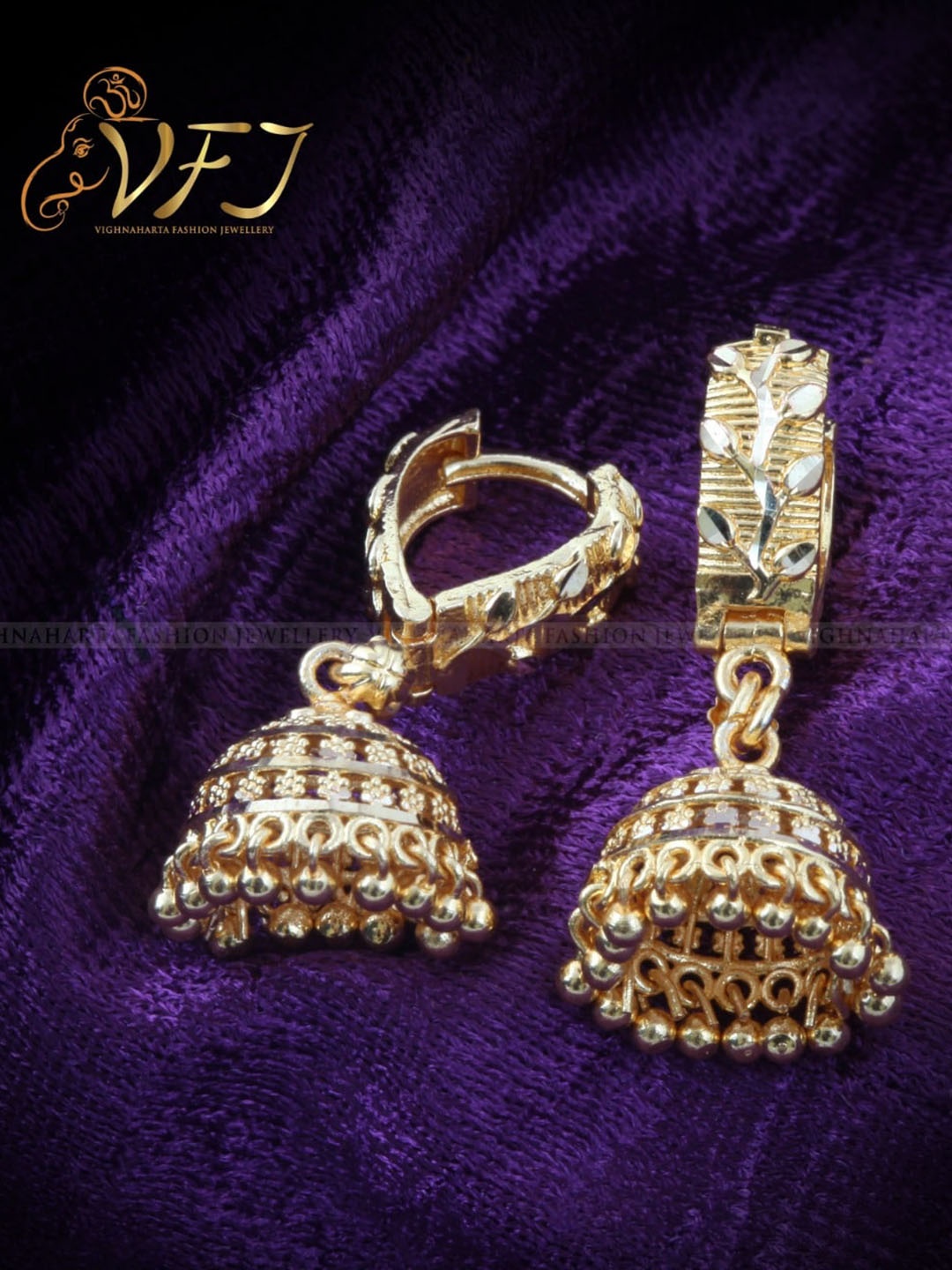 

Vighnaharta Gold-Plated Floral Jhumkas