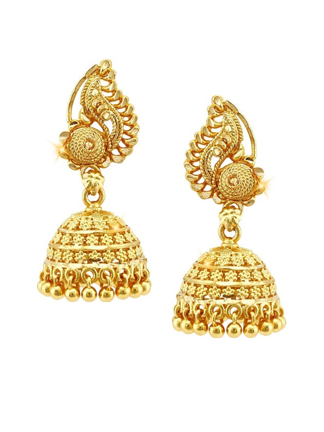 

Vighnaharta Gold-Plated Floral Jhumkas Earrings