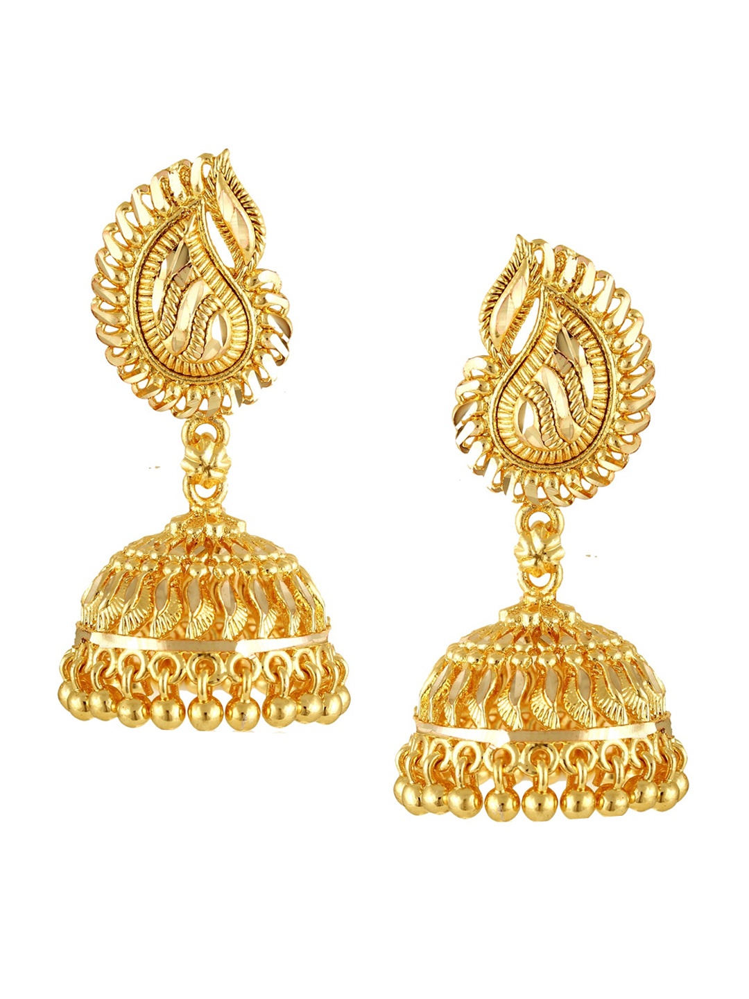 

Vighnaharta Gold-Plated Dome-Shaped Jhumkas