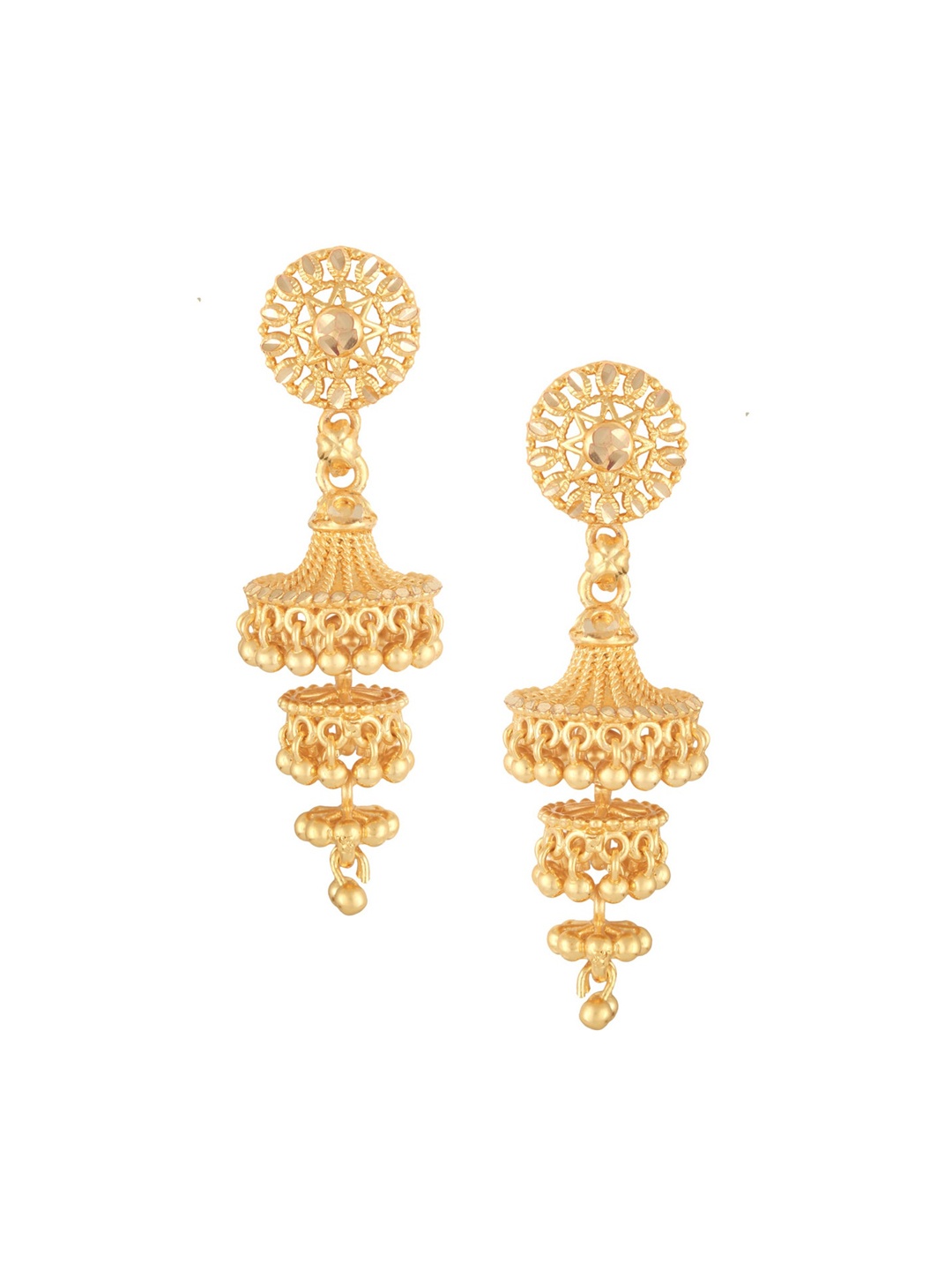 

Vighnaharta Gold-Plated Floral Jhumkas